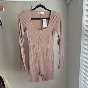 Abercrombie & Fitch Lounge Collection Long Sleeve Taupe Bodysuit